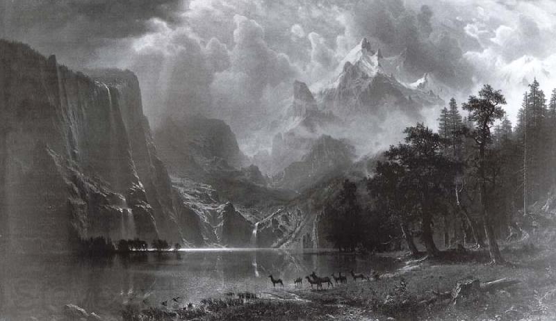 Albert Bierstadt Between the mountains of the Sierra Nevada in Californie
